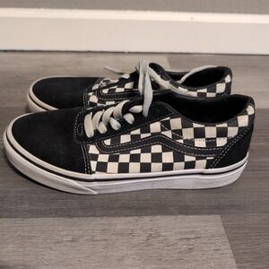 Vans Off The Wall Black White Checker Suede Sneaker Shoe Youth Size 4‎ Women 6